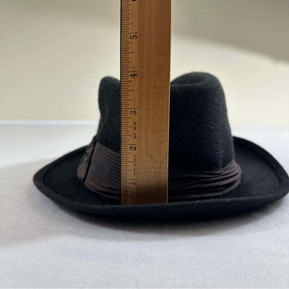 Vintage Steven’s Fedora black fur antique short brim hat formal - Picture 12 of 13